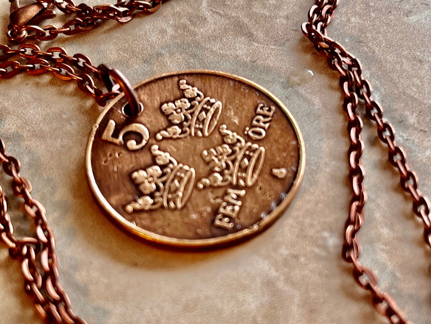 Sweden 5 Ore Coin Necklace Swedish Gustaf Pendant Personal Old Vintage Handmade Jewelry Gift Friend Charm For Him Her World Coin Collector