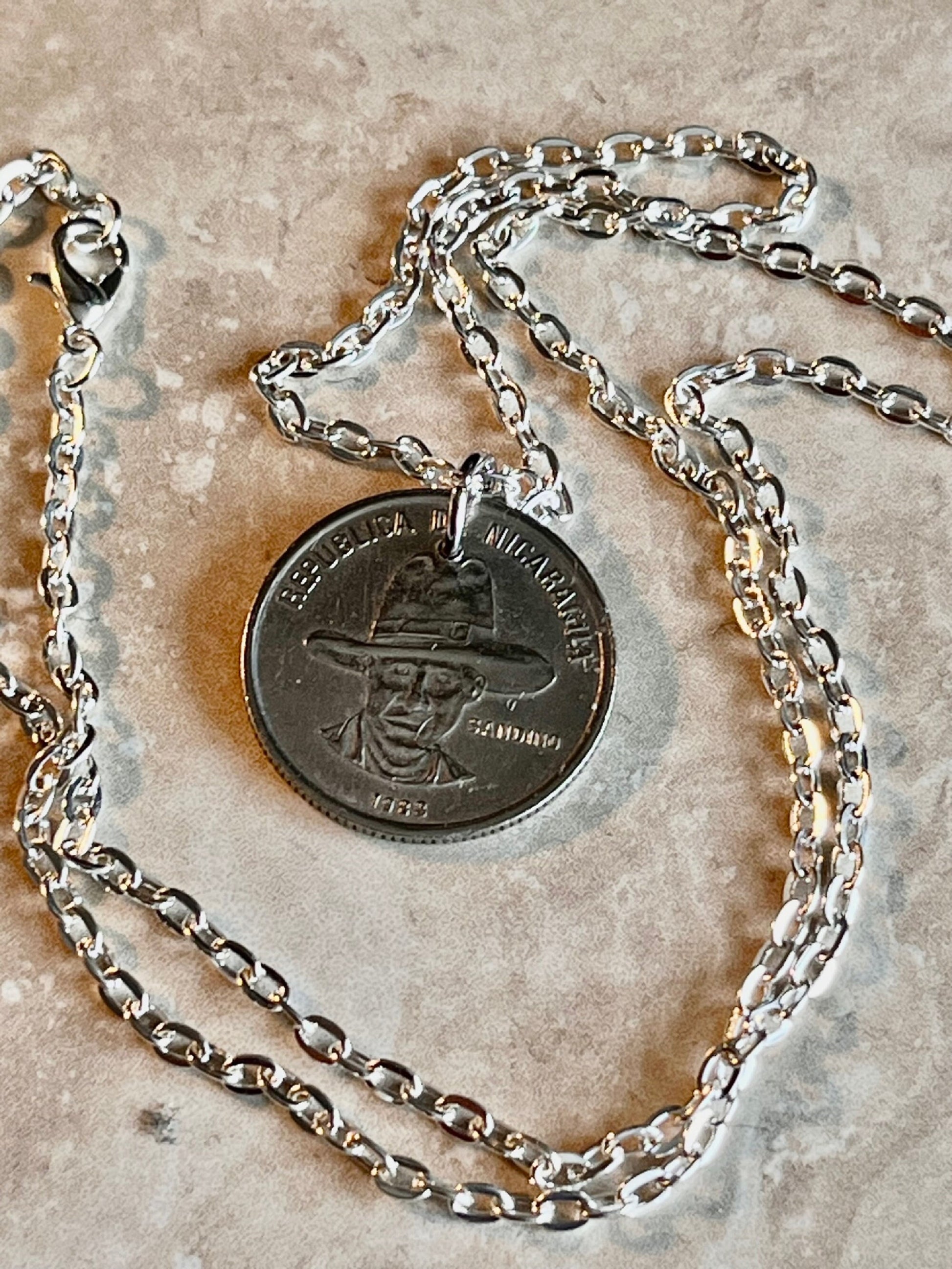 Nicaragua Coin Necklace Pendant 50 Nicaraguan Centavos Coin Vintage Custom Made Rare coins - Coin Enthusiast - Handmade - Fashion