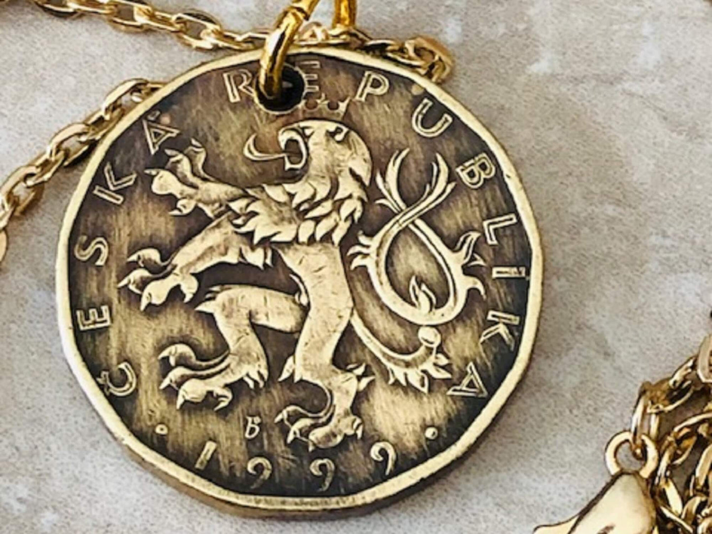 Czechoslovakia Republic Coin Pendant Personal Necklace Old Vintage Handmade Jewelry Gift Friend Charm For Him Her World Coin Collector