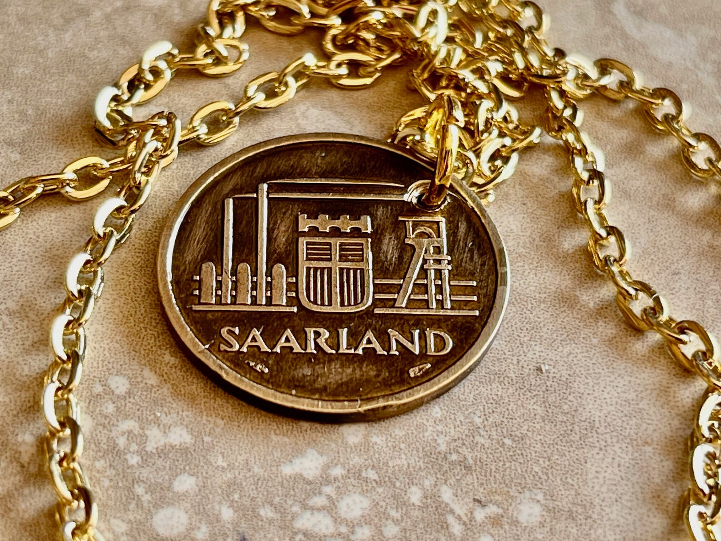 Saarland Pendant 10 Franken Germany Coin German Necklace Custom Charm Gift For Friend Coin Charm Gift For Him, Coin Collector, World Coins