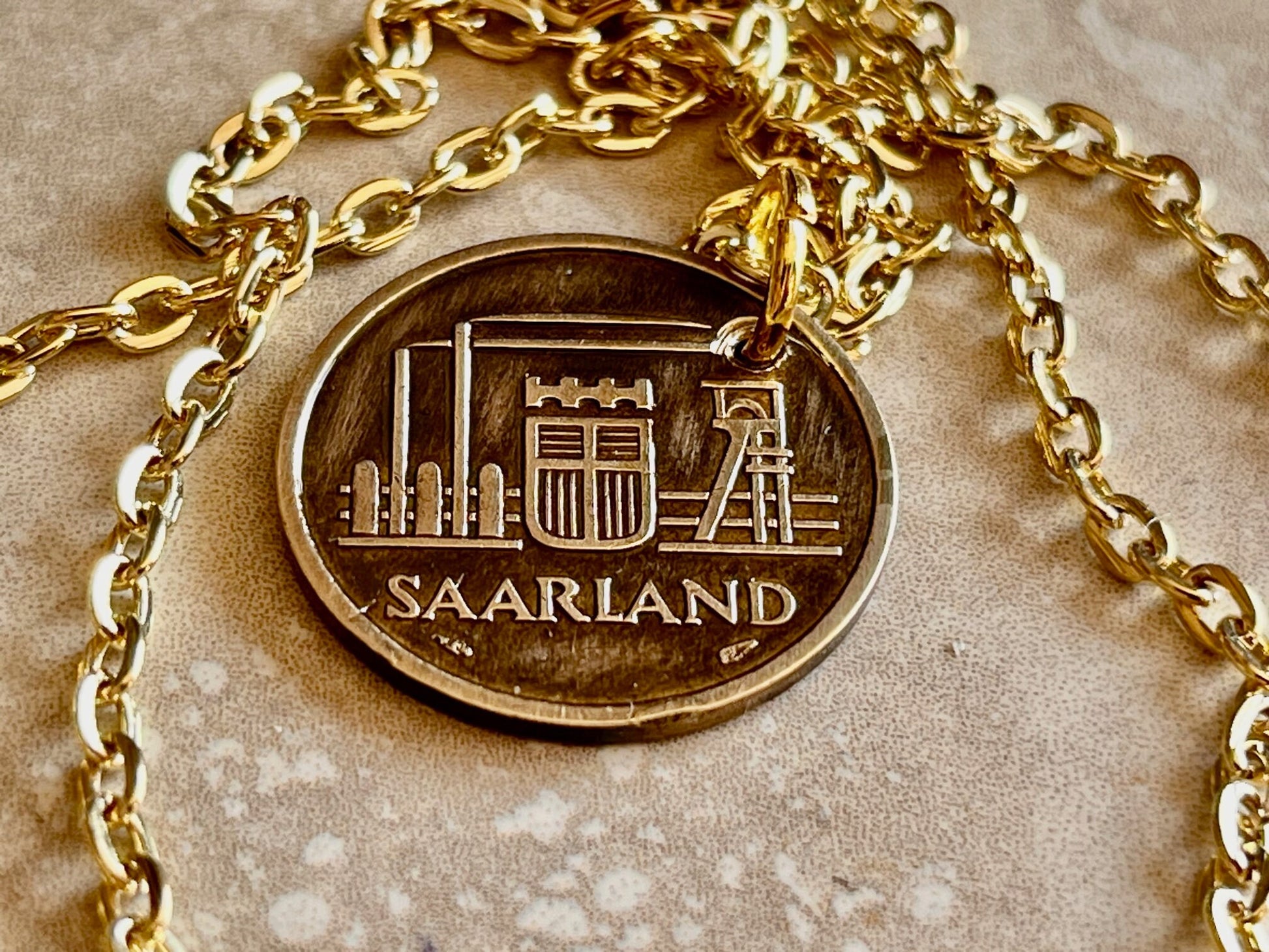 Saarland Pendant 10 Franken Germany Coin German Necklace Custom Charm Gift For Friend Coin Charm Gift For Him, Coin Collector, World Coins