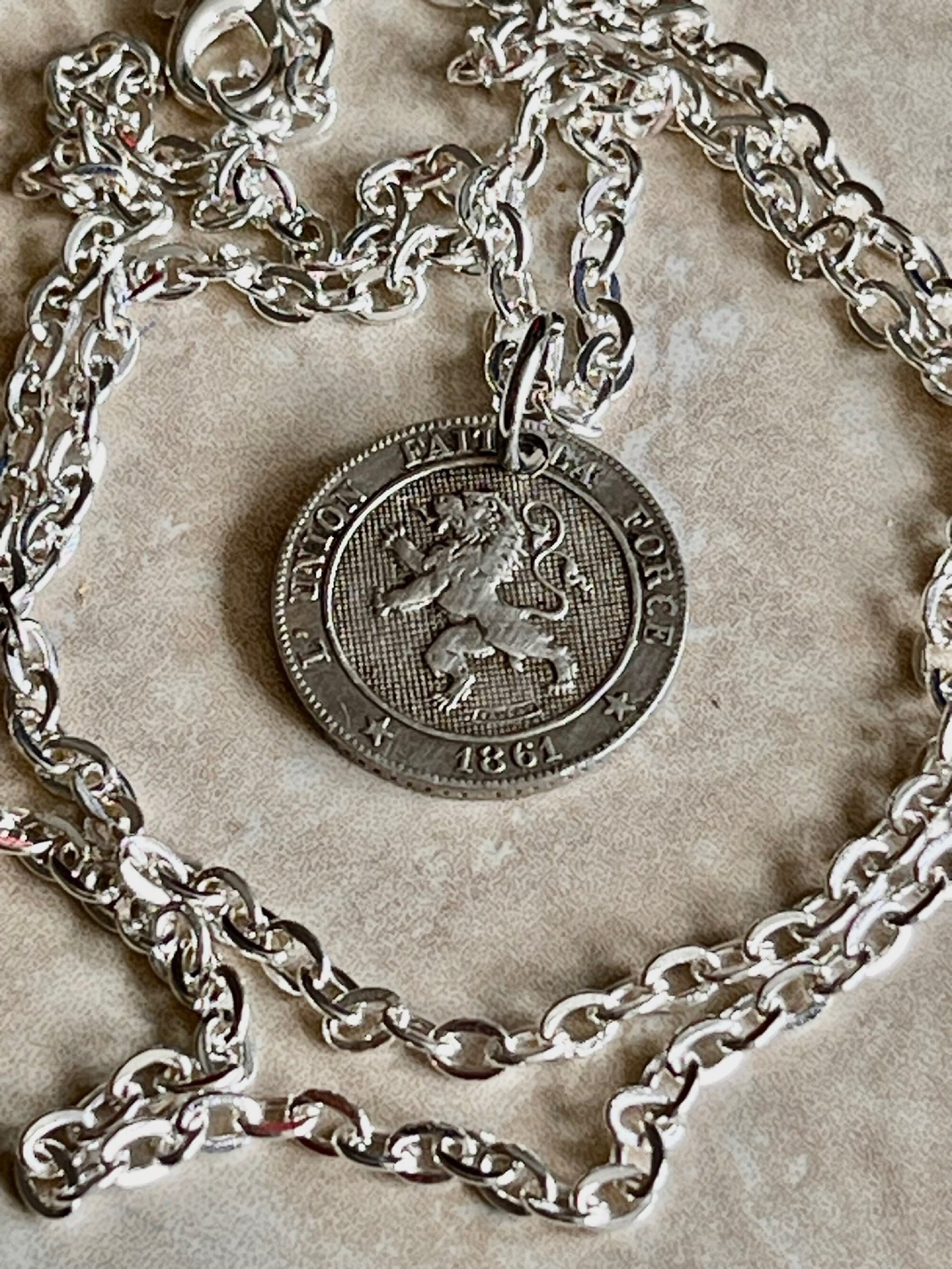 Belgium 1861 L'union Fait La Force 10 Centimes Coin Pendant Custom Coin For Gift For Friend Coin Gift For Him, Coin Collector, World Coins