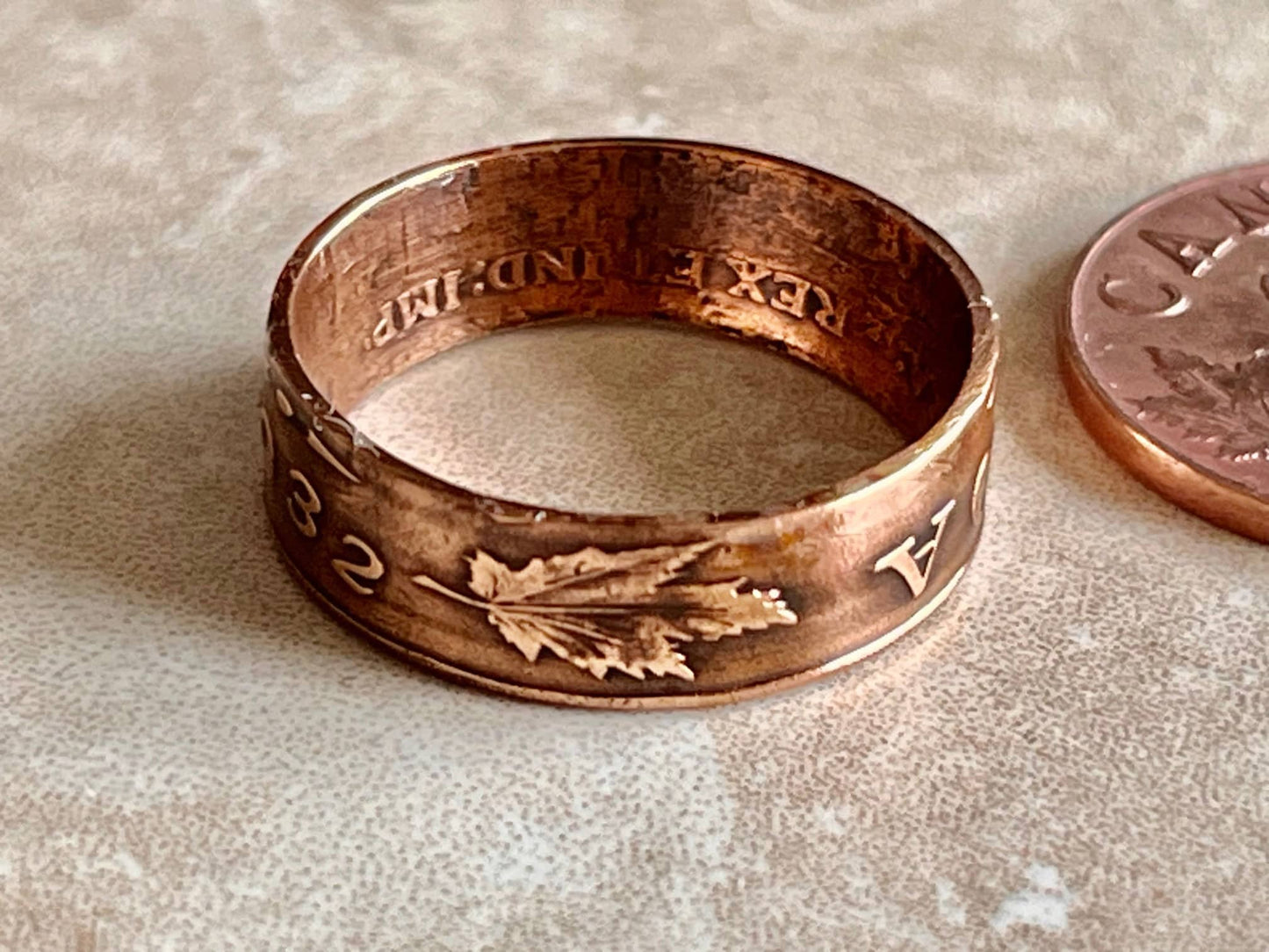 Canada Coin Ring Penny Canadian Maple Leaf One Cent Ring Handmade Jewelry Gift For Friend Coin Ring Gift For Him Her World Coins Collector
