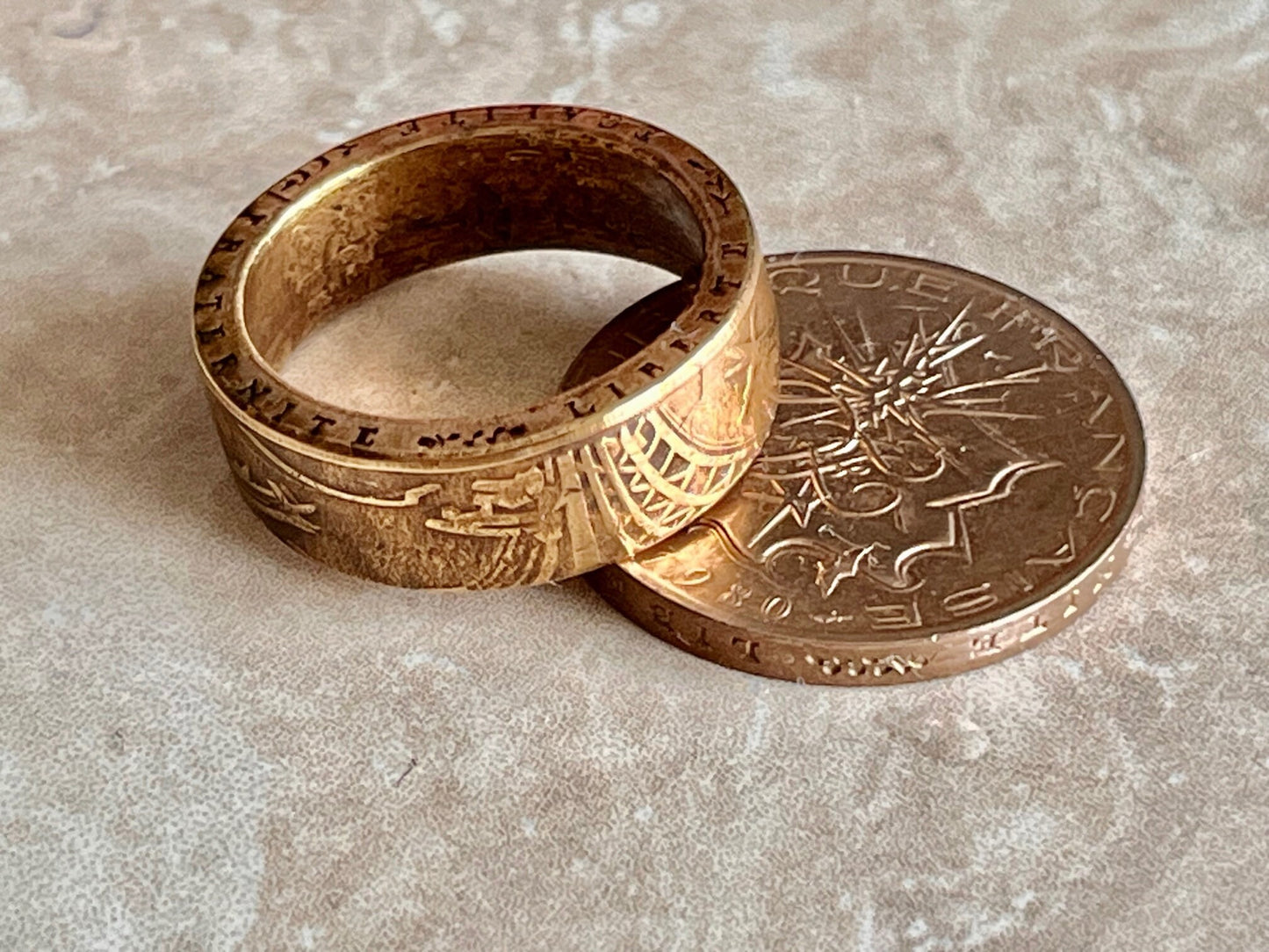 French Ring 10 Franc France Coin Ring Handmade Personal Jewelry Ring Gift For Friend Coin Ring Gift For Him Her World Coin Collector