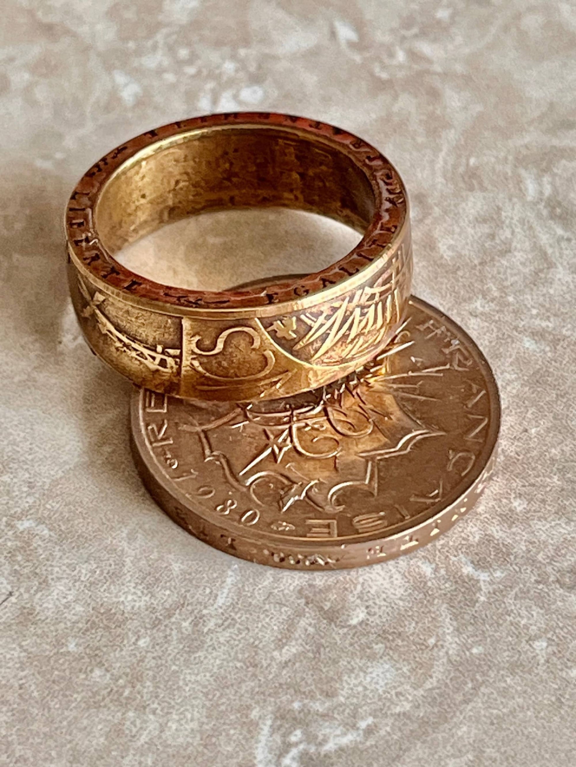 French Ring 10 Franc France Coin Ring Handmade Personal Jewelry Ring Gift For Friend Coin Ring Gift For Him Her World Coin Collector