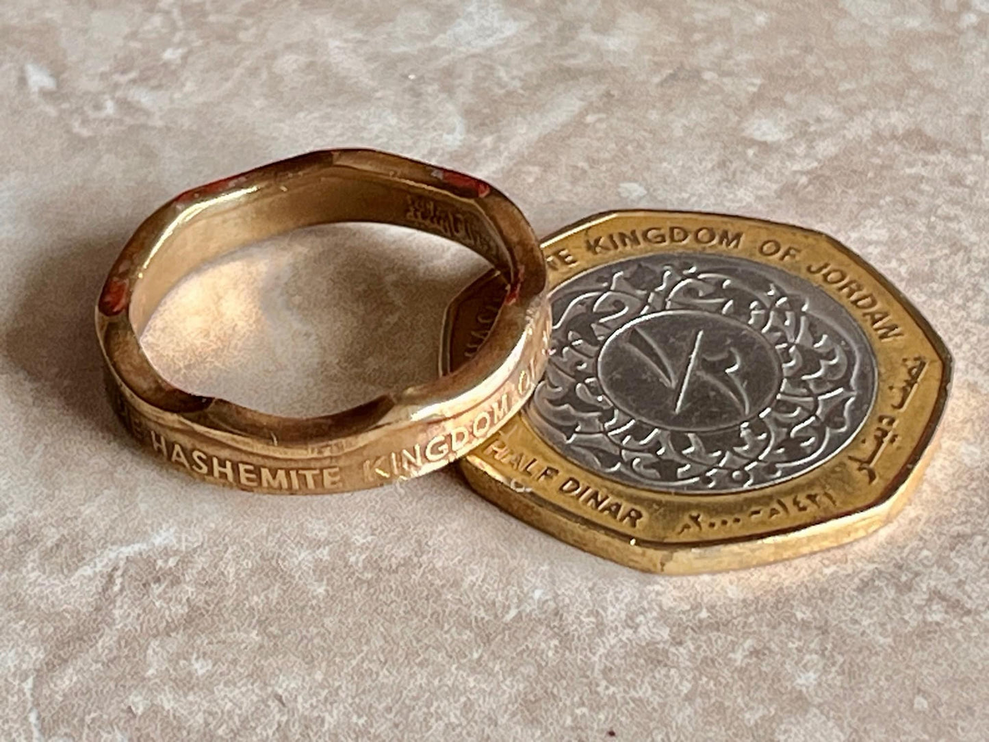 Kingdom of Jordan Coin Ring Jordanian Half Dinar Handmade Personal Custom Gift For Friend Coin Ring Gift For Him Her World Coin Collector