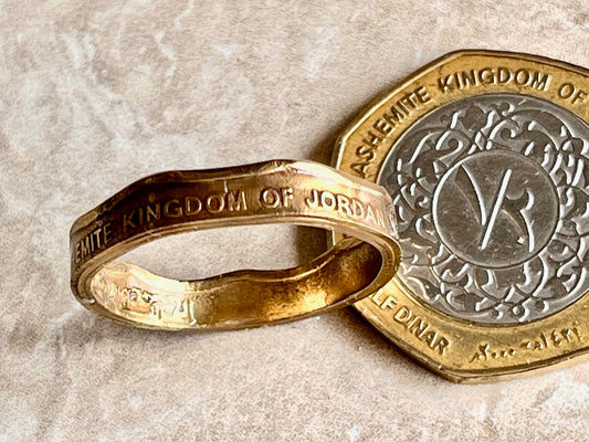 Kingdom of Jordan Coin Ring Jordanian Half Dinar Handmade Personal Custom Gift For Friend Coin Ring Gift For Him Her World Coin Collector