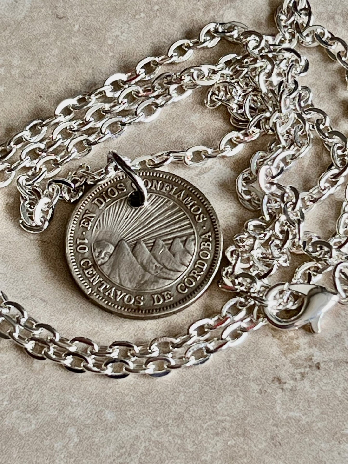 Nicaragua Coin 10 Centavos Necklace Pendant Nicaraguan Coin Vintage Custom Made Rare coins - Coin Enthusiast - Handmade - Fashion