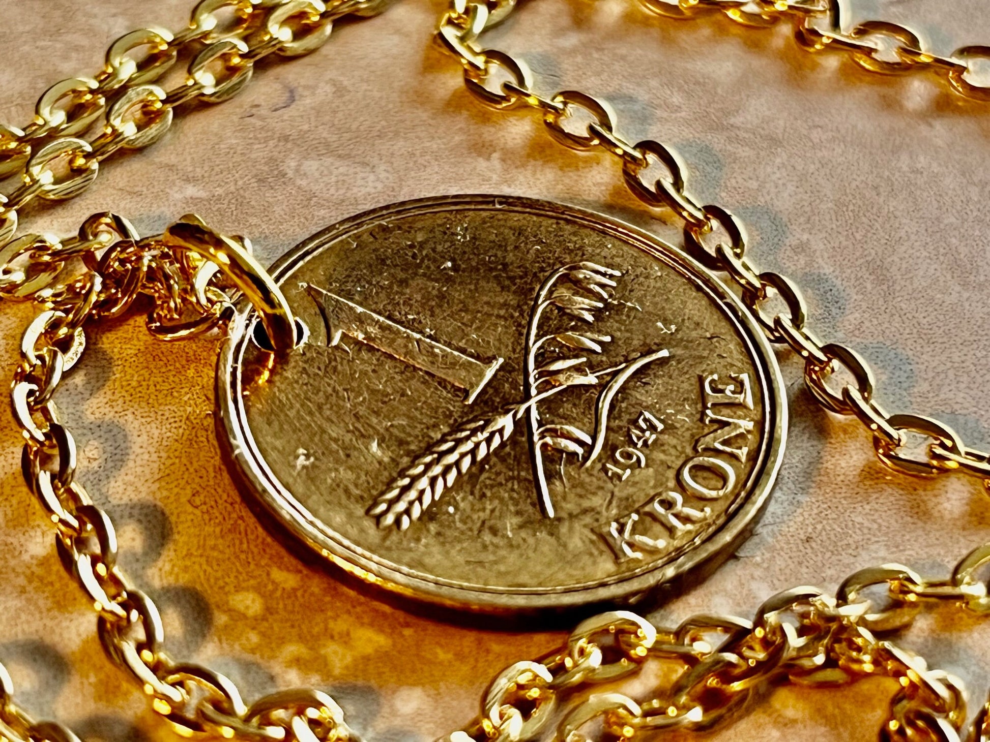 Denmark Coin Pendant 1 Krone Danmark Personal Necklace Old Vintage Handmade Jewelry Gift Friend Charm For Him Her World Coin Collector