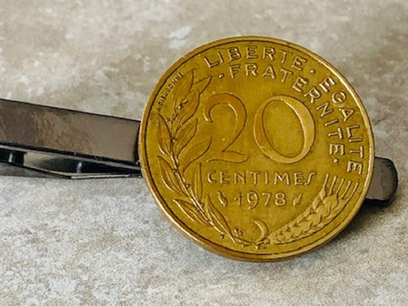 France Coin Tie Clip French 20 Centimes LIBERTE EGALITE FRATERNITE Charm Gift For Friend Coin Charm Gift For Him Coin Collector, World Coins