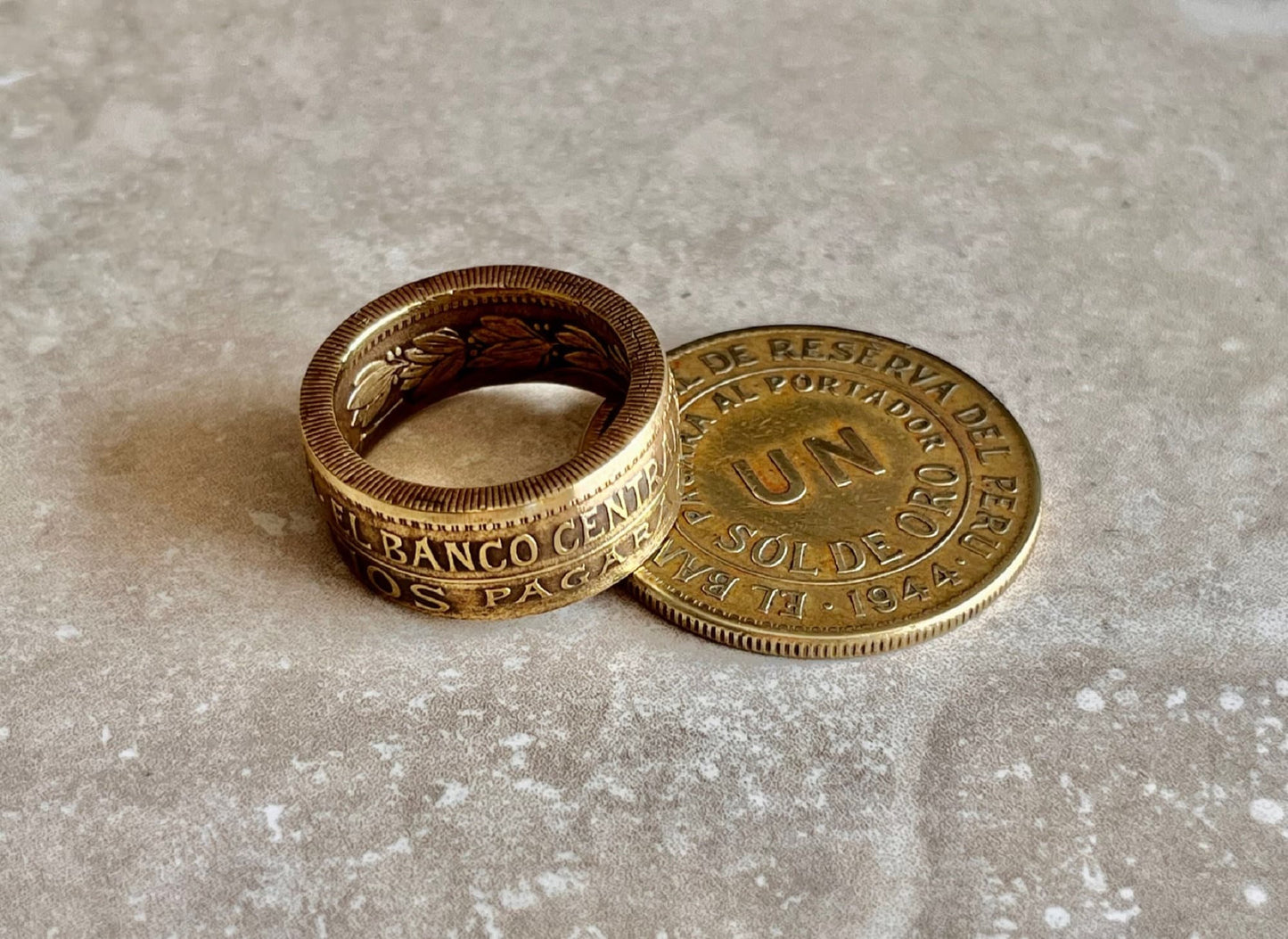 Peru Ring Coin Ring UN Peso Peruvian Handmade Personal Jewelry Ring Gift For Friend Coin Ring Gift For Him Her World Coin Collector