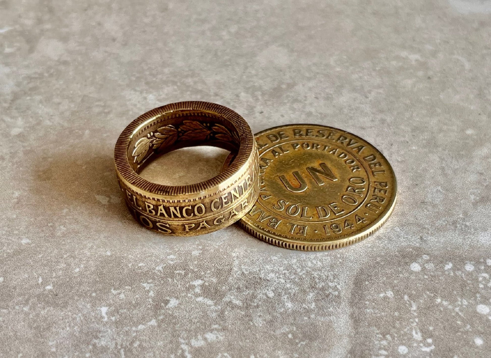Peru Ring Coin Ring UN Peso Peruvian Handmade Personal Jewelry Ring Gift For Friend Coin Ring Gift For Him Her World Coin Collector