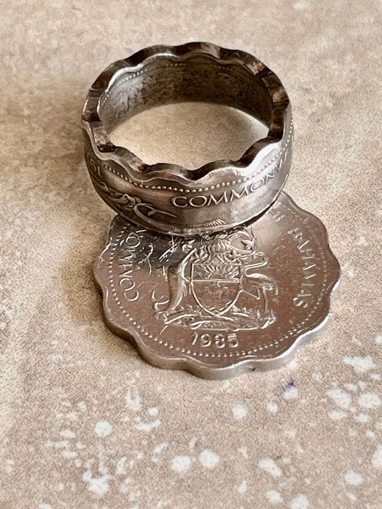 Bahamas Ring 10 Cent Coin Ring Handmade Personal Charm Jewelry Ring Gift For Friend Coin Ring Gift For Him Her World Coin Collector