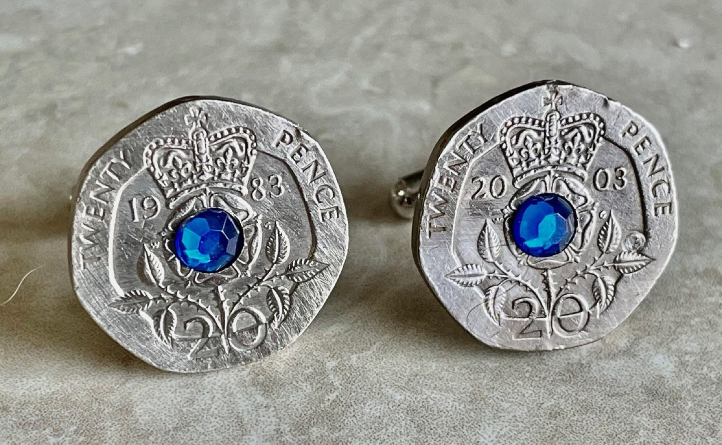 British Coin Cuff Links Briton UK 20 Pence Rhinestone Cufflinks, Charm Gift For Friend Coin Charm Gift For Him, Coin Collector, World Coins