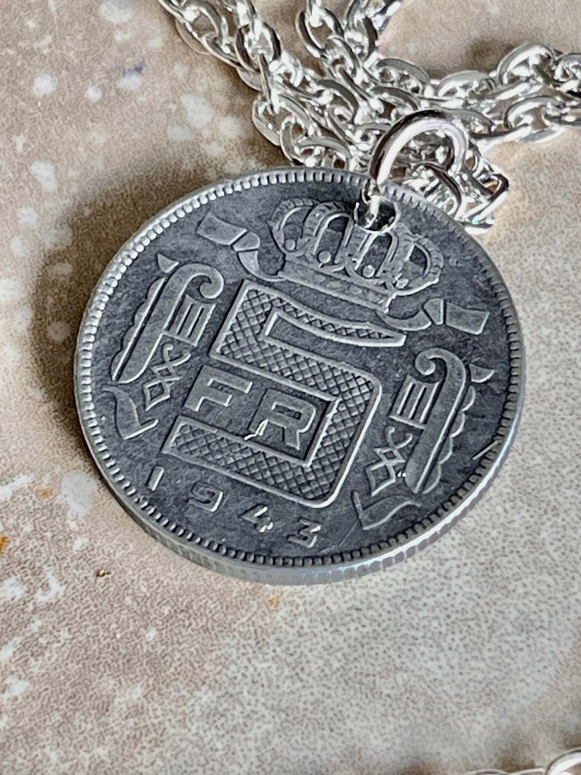 Belgium Coin Necklace Belgian 5 Franc Pendant Handmade Custom Coin For Gift For Friend Coin Gift For Him, Coin Collector, World Coins
