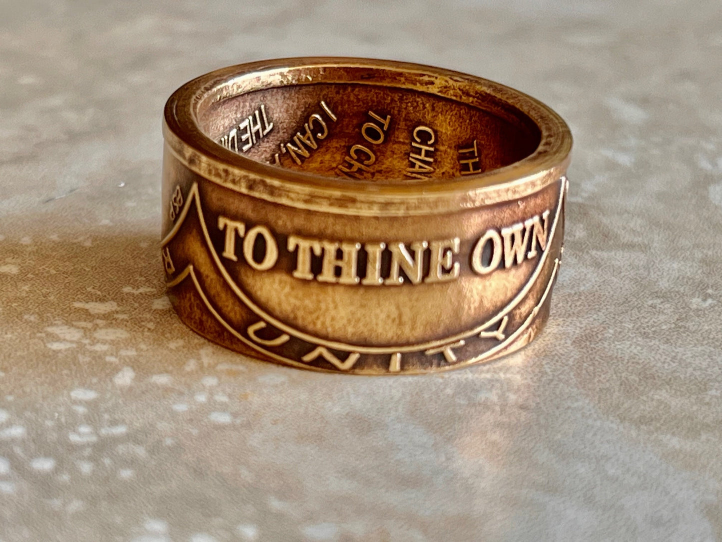 Sobriety Coin Ring AA Addiction Serenity Prayer Drugs and Alcohol Abuse Sober Recovery Friend Coin Ring Gift For Him Her World Coins