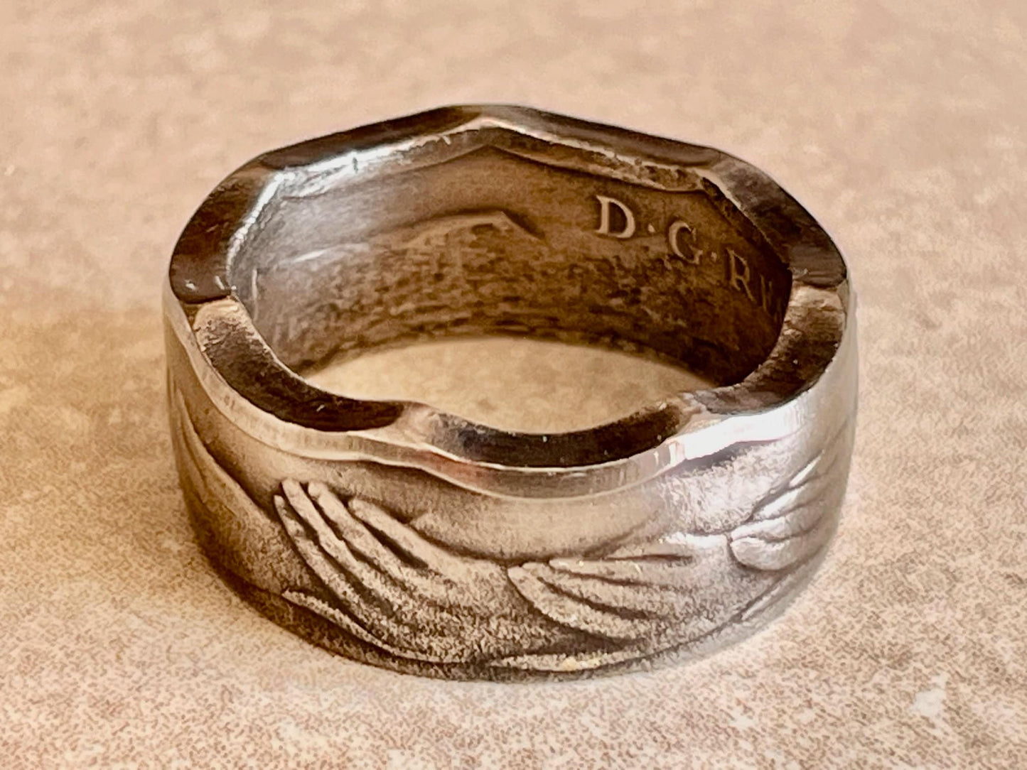 British Coin Ring 1973 Britain Fifty 50 Pence Handmade Personal Jewelry Ring Gift For Friend Coin Gift For Him Her World Coin Collector