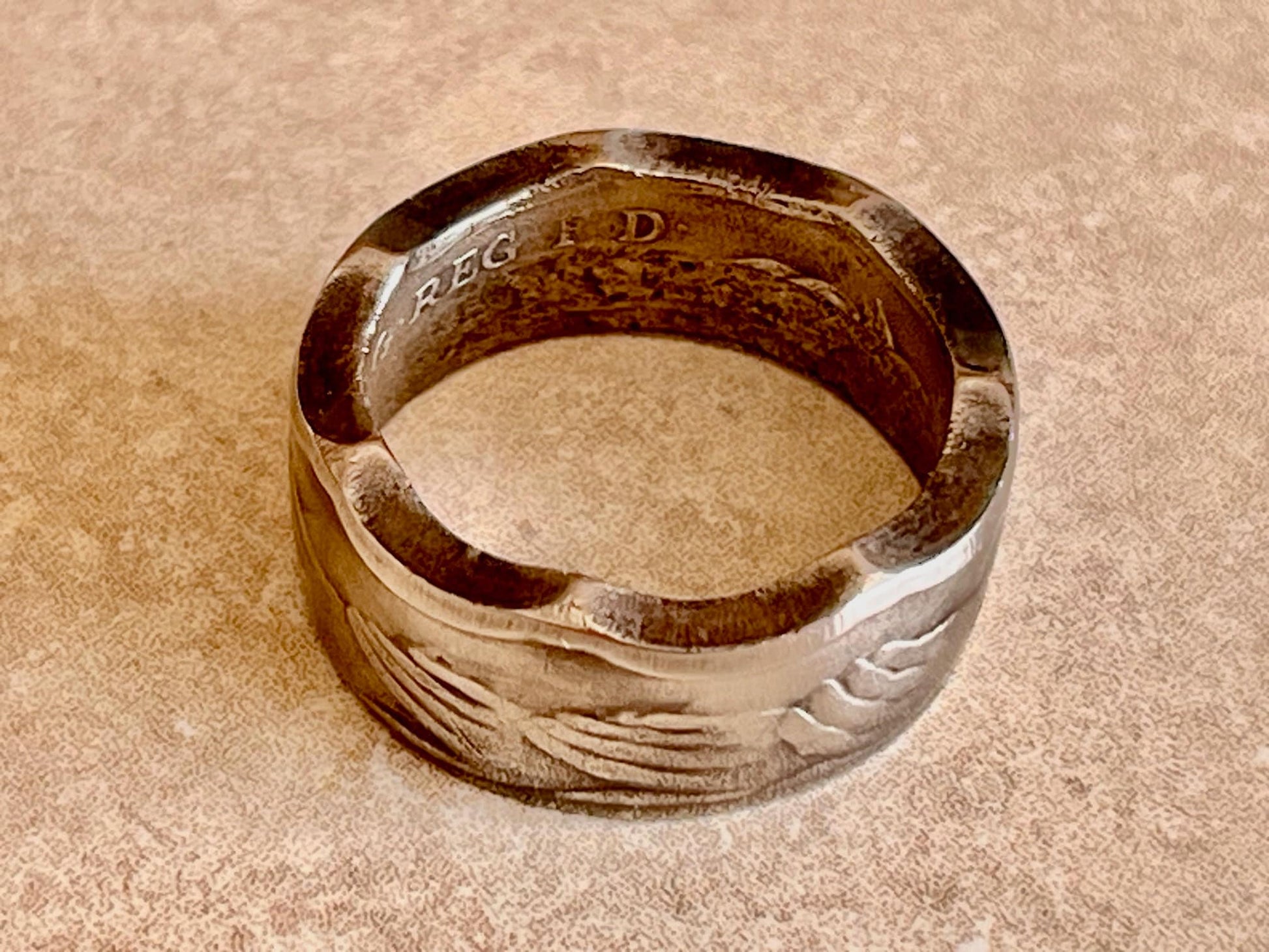 British Coin Ring 1973 Britain Fifty 50 Pence Handmade Personal Jewelry Ring Gift For Friend Coin Gift For Him Her World Coin Collector