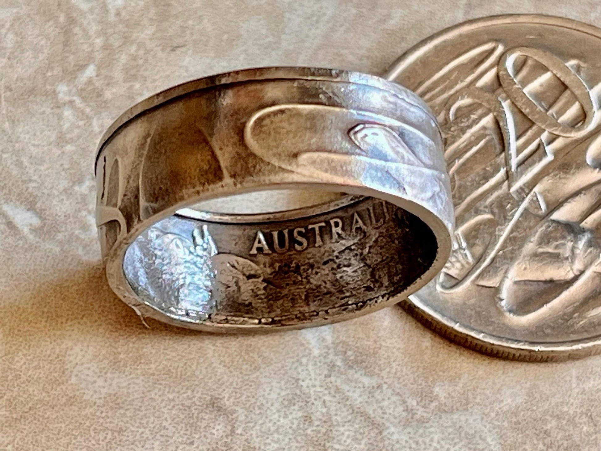 Australia Platypus 20 Cents Australian Coin Ring Handmade Custom Ring For Gift For Friend Coin Ring Gift For Him, Coin Collector World Coins