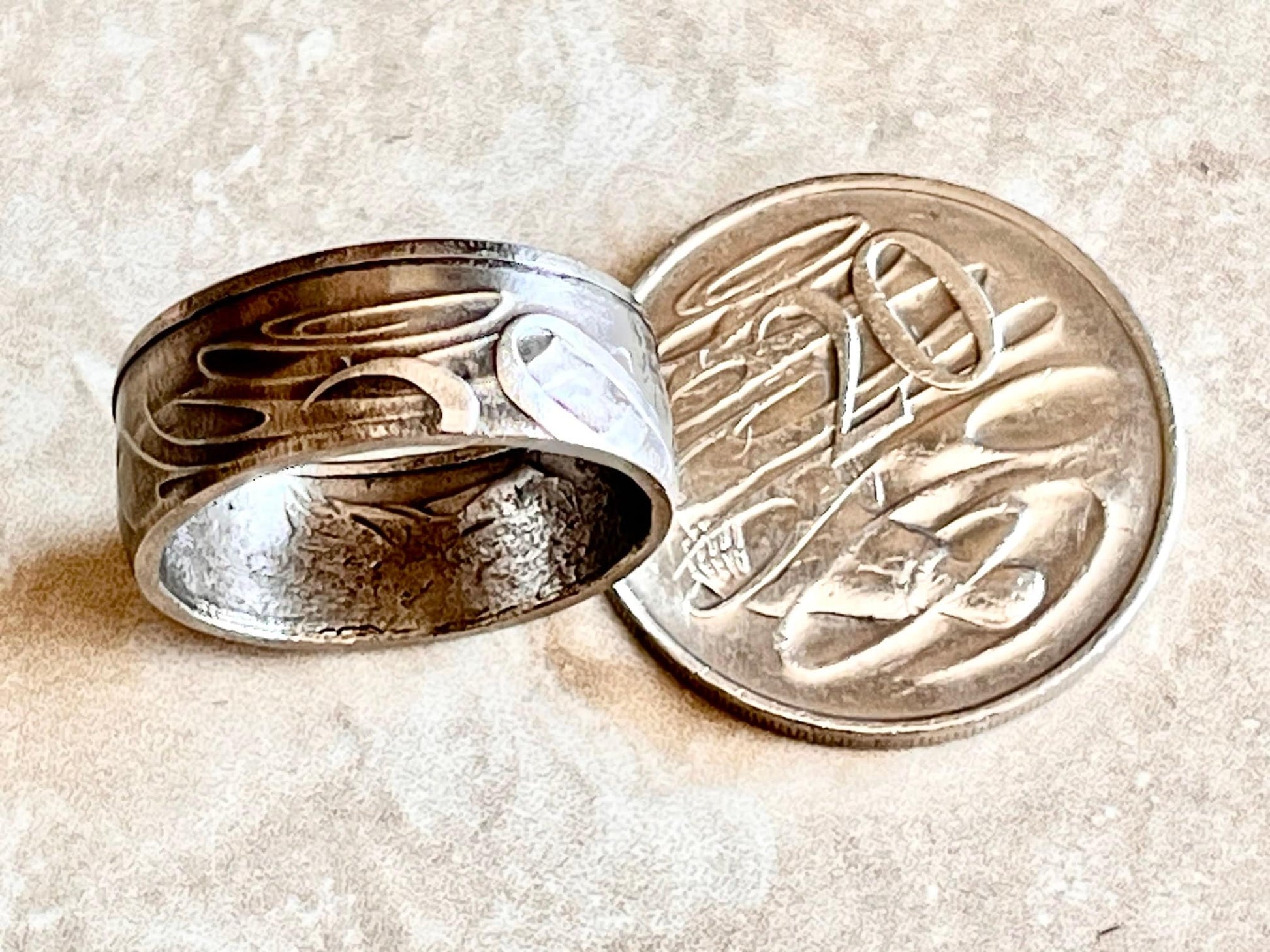 Australia Platypus 20 Cents Australian Coin Ring Handmade Custom Ring For Gift For Friend Coin Ring Gift For Him, Coin Collector World Coins