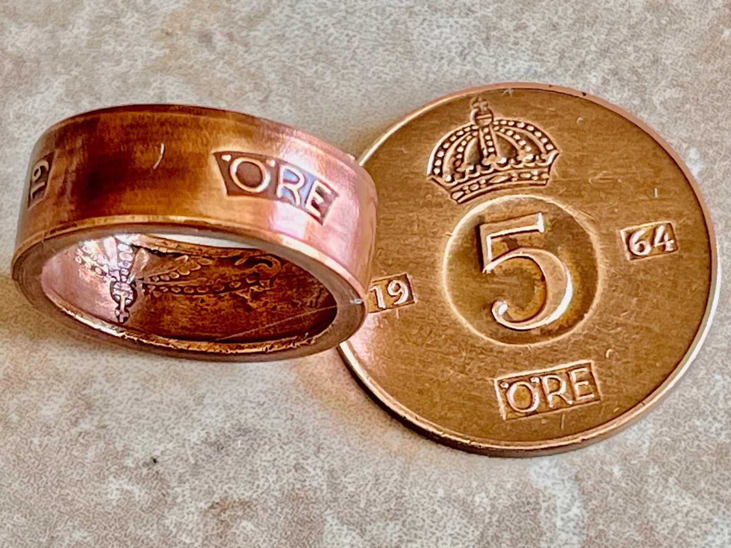 Sweden Coin Ring 5 Ore Swedish Crown Konung Ring Handmade Custom Ring For Gift For Friend Coin Ring Gift For Him, Coin Collector World Coins