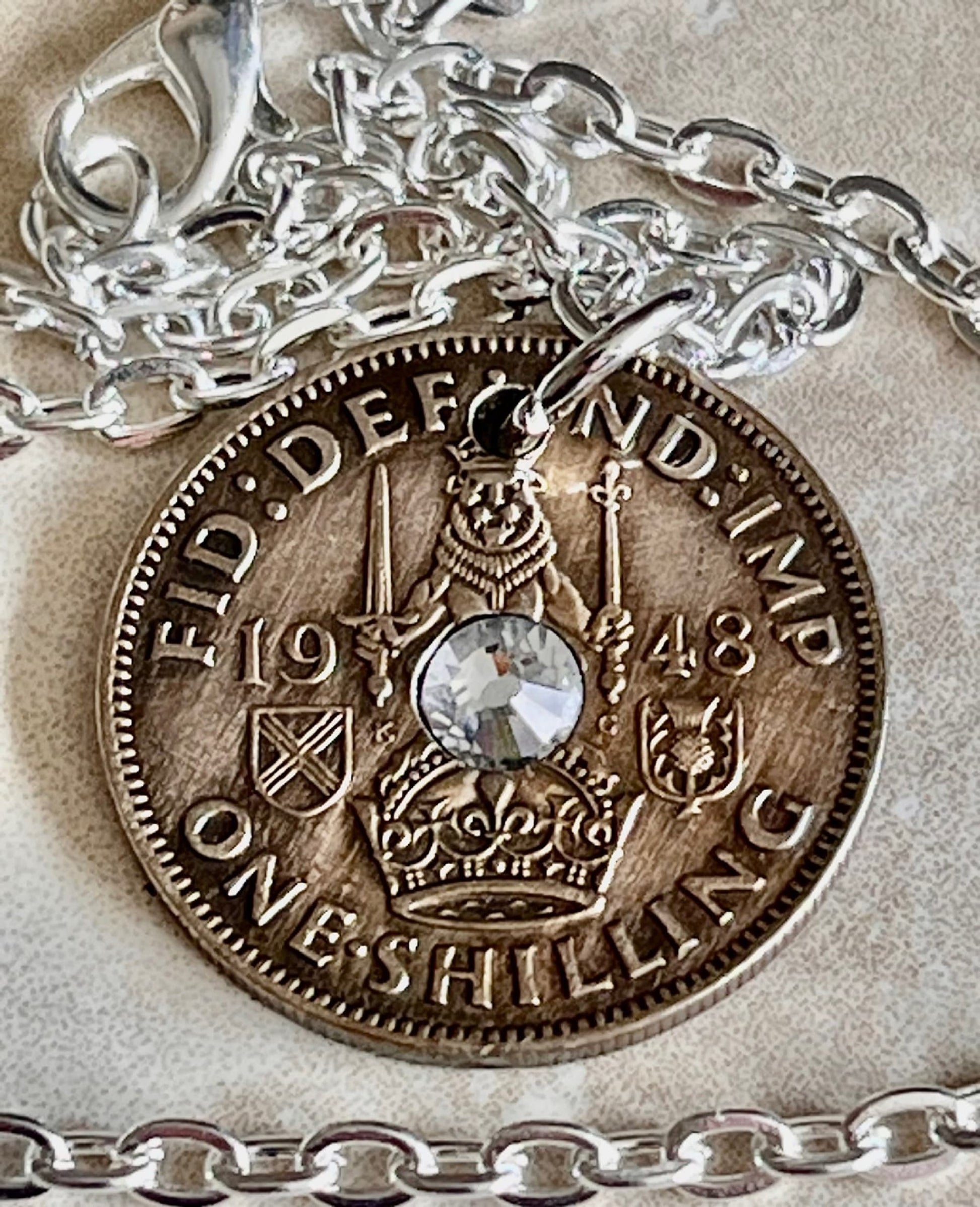 Scotland Coin Pendant Shilling Jewelry Scottish Rhinestone Custom Charm Gift For Friend Coin Charm Gift For Him, Her World Coin Collector