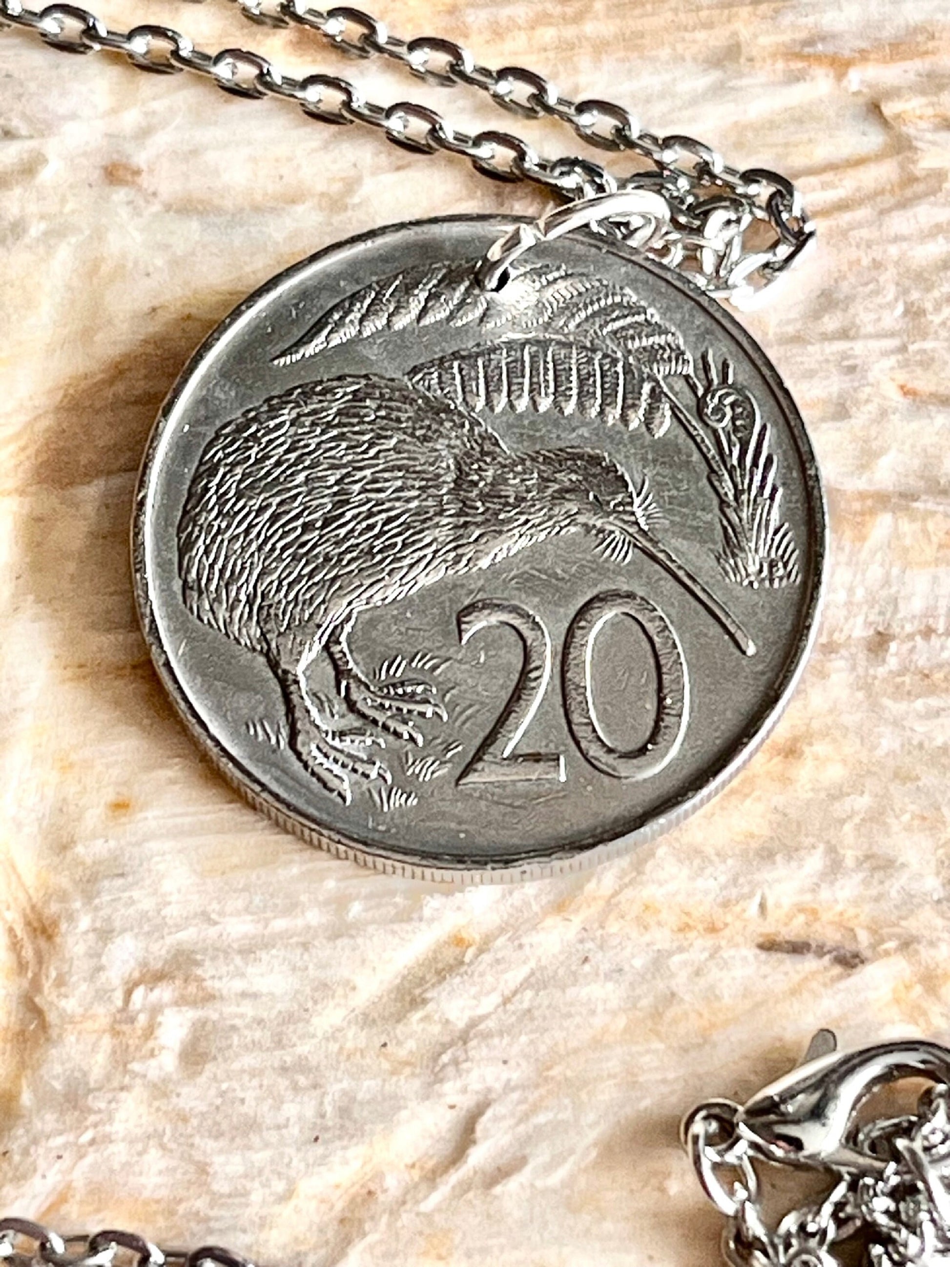 New Zealand Coin Pendant 20 Cents Kiwi Necklace Custom Made Charm Gift For Friend Coin Charm Gift For Him, Her, Coin Collector, World Coins