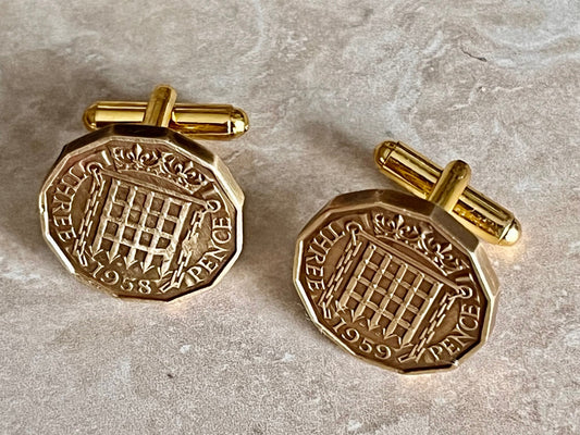 British Coin Cuff Links Briton UK 3 Pence Cufflinks, Charm Gift For Friend Coin Charm Gift For Him, Coin Collector, World Coins