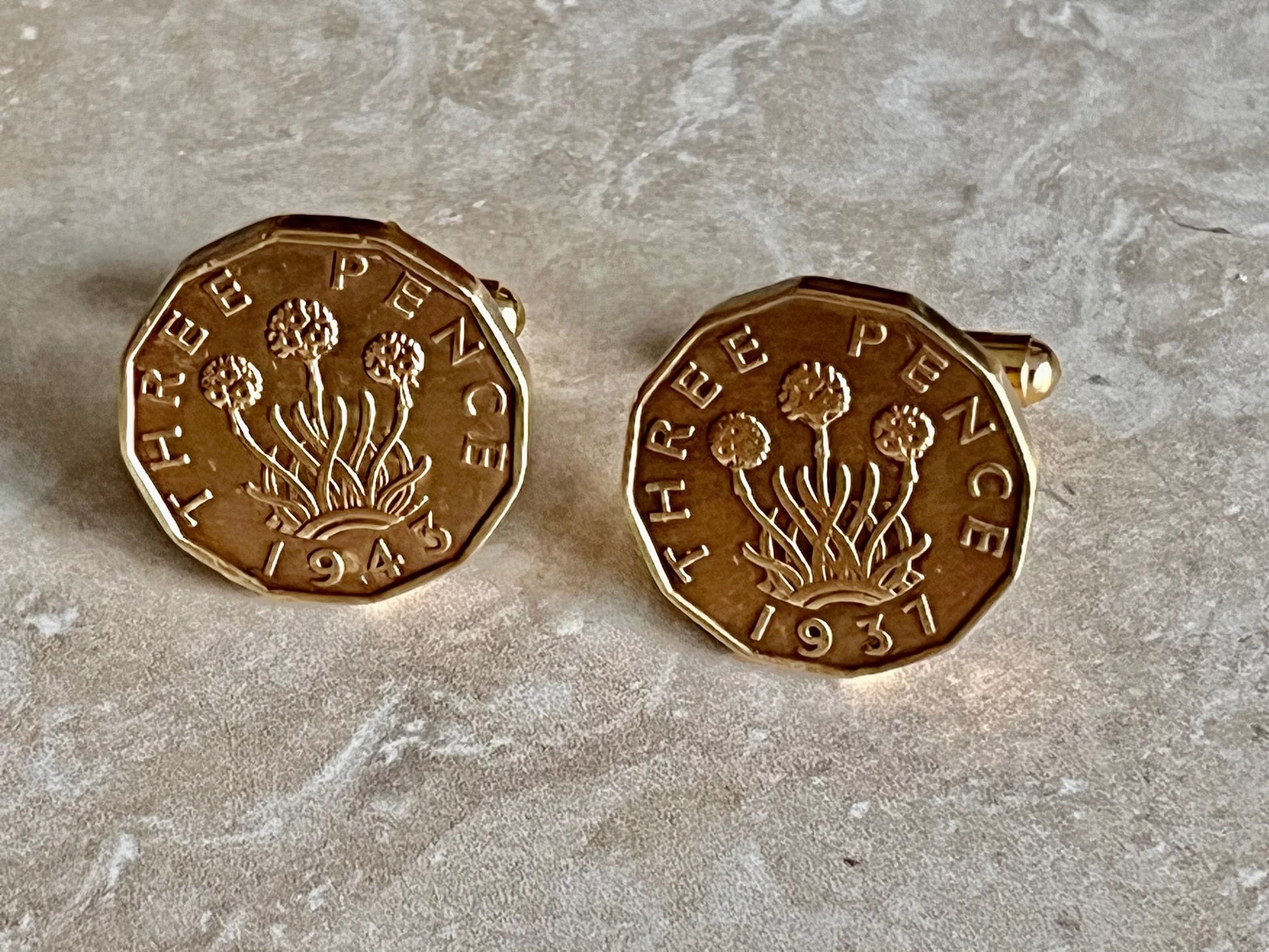 British Coin Cuff Links Briton UK Three 3 Pence Cufflinks, Charm Gift For Friend Coin Charm Gift For Him, Coin Collector, World Coins