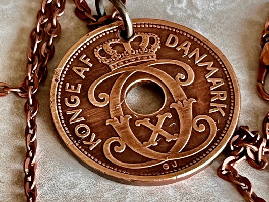 Denmark Coin Pendant 5 Ore Danmark Personal Necklace Old Vintage Handmade Jewelry Gift Friend Charm For Him Her World Coin Collector