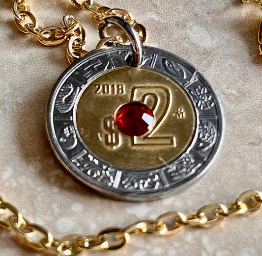 Mexico Coin Pendant Mexican 2 Dollar Necklace Custom Made Coin Charm Gift For Friend Charm Gift For Him, Her, Coin Collector, World Coins