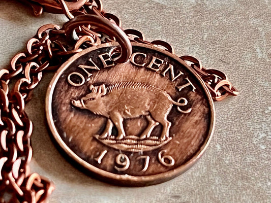Bermuda Coin Pendant One Cent Necklace Wild Bore Handmade Custom, Charm Gift For Friend Coin Charm Gift For Him, Coin Collector, World Coins