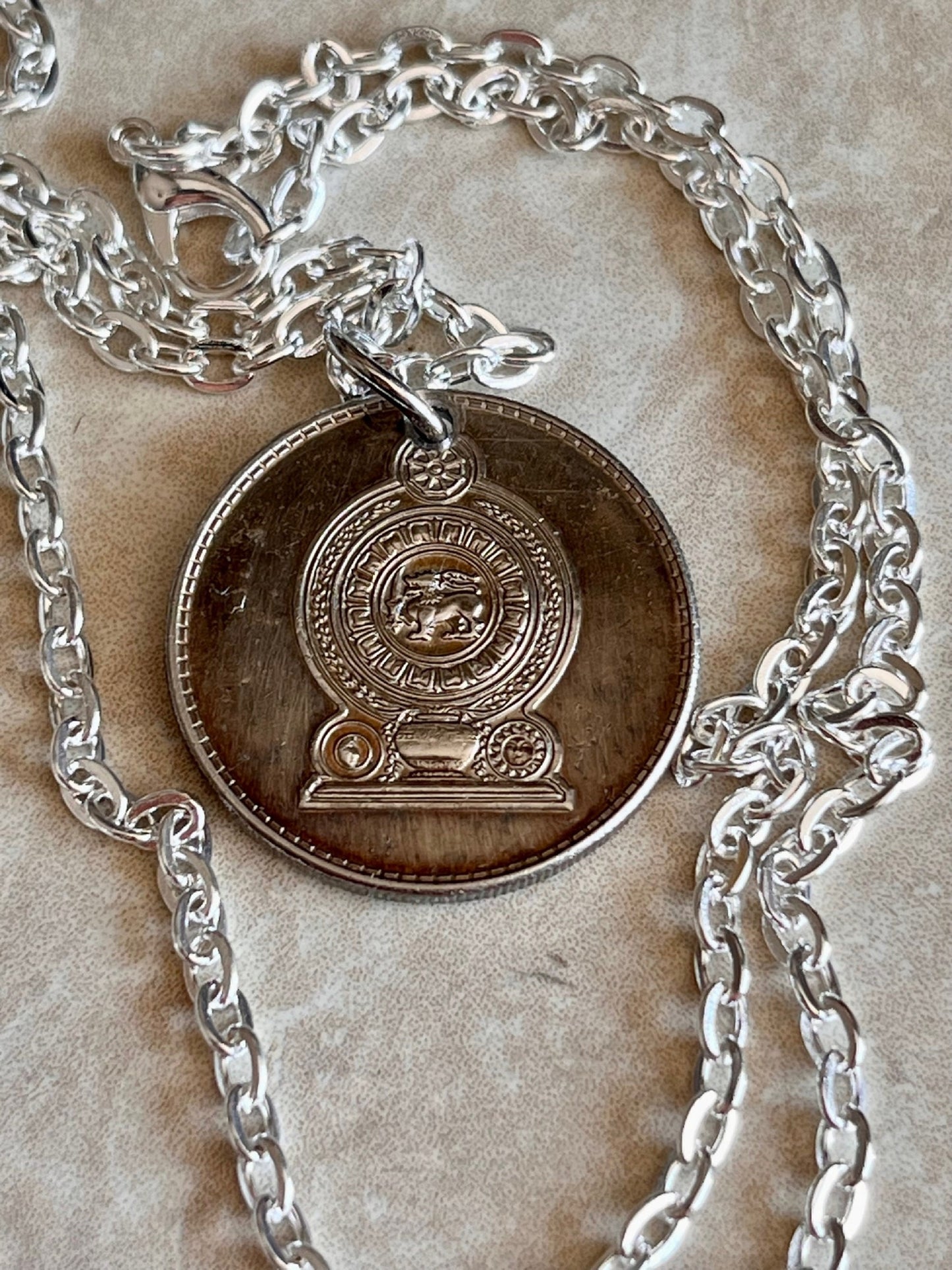 Sri Lanka Coin Necklace 1 Rupee Coin Pendant Handmade Custom Made Charm Gift For Friend Coin Charm Gift For Him, Coin Collector, World Coins