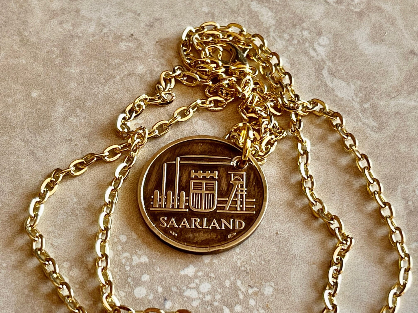 Saarland Pendant 10 Franken Germany Coin German Necklace Custom Charm Gift For Friend Coin Charm Gift For Him, Coin Collector, World Coins