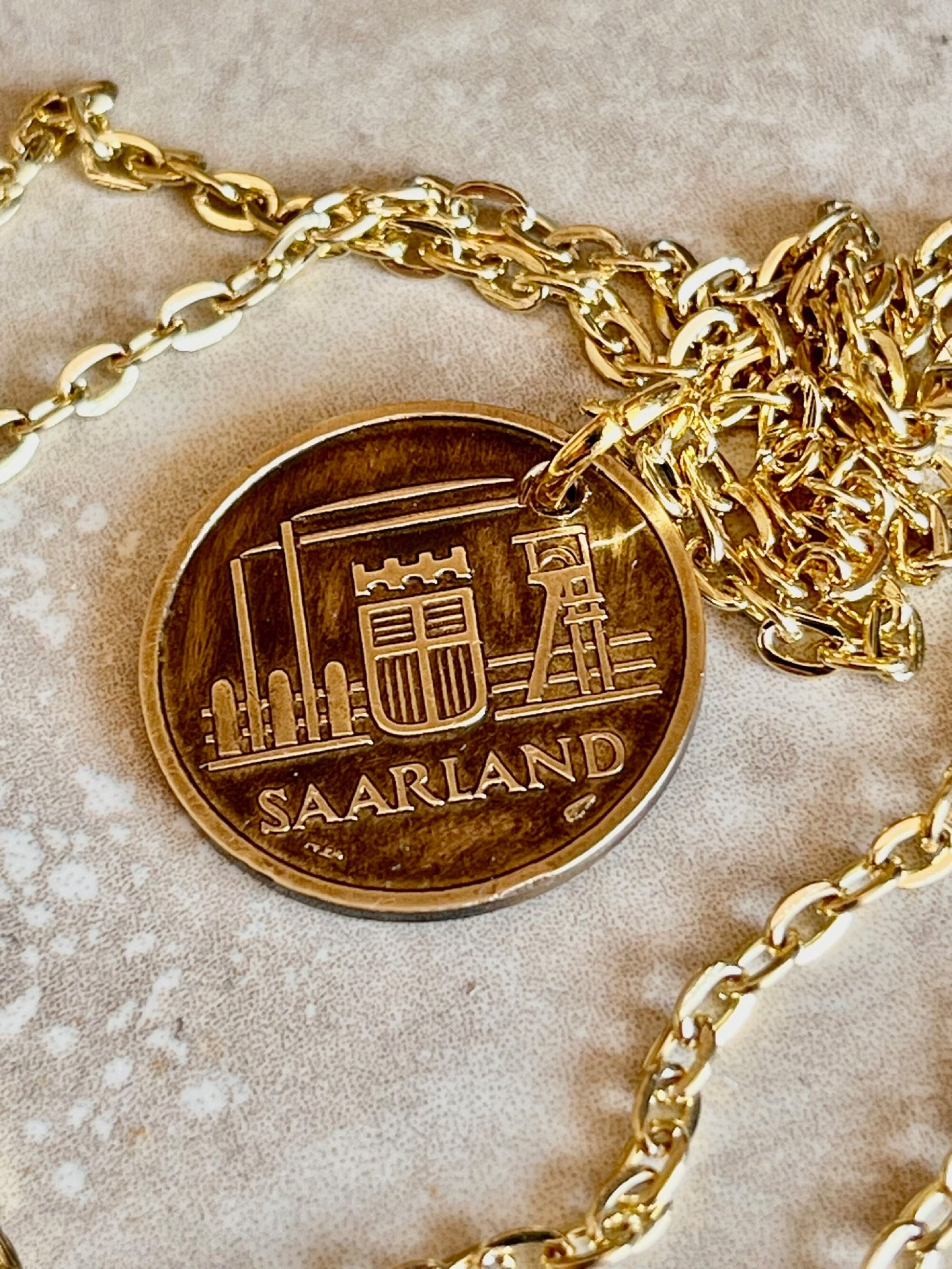 Saarland Pendant 10 Franken Germany Coin German Necklace Custom Charm Gift For Friend Coin Charm Gift For Him, Coin Collector, World Coins