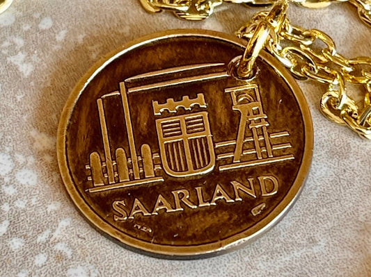 Saarland Pendant 10 Franken Germany Coin German Necklace Custom Charm Gift For Friend Coin Charm Gift For Him, Coin Collector, World Coins
