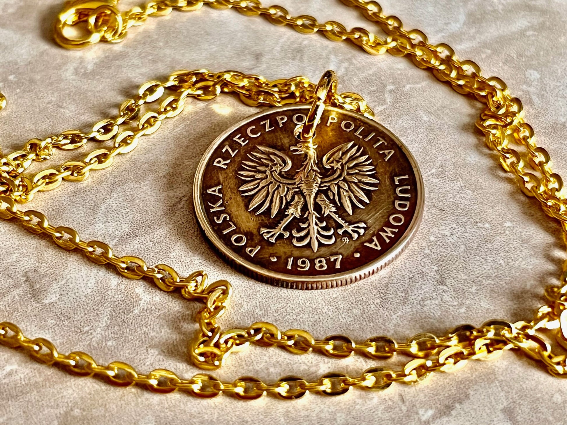 Poland Pendant Coin 5 ZT Polish Coin Necklace Jewelry Custom Charm Gift For Friend Coin Charm Gift For Him, Her, World Coins Collector