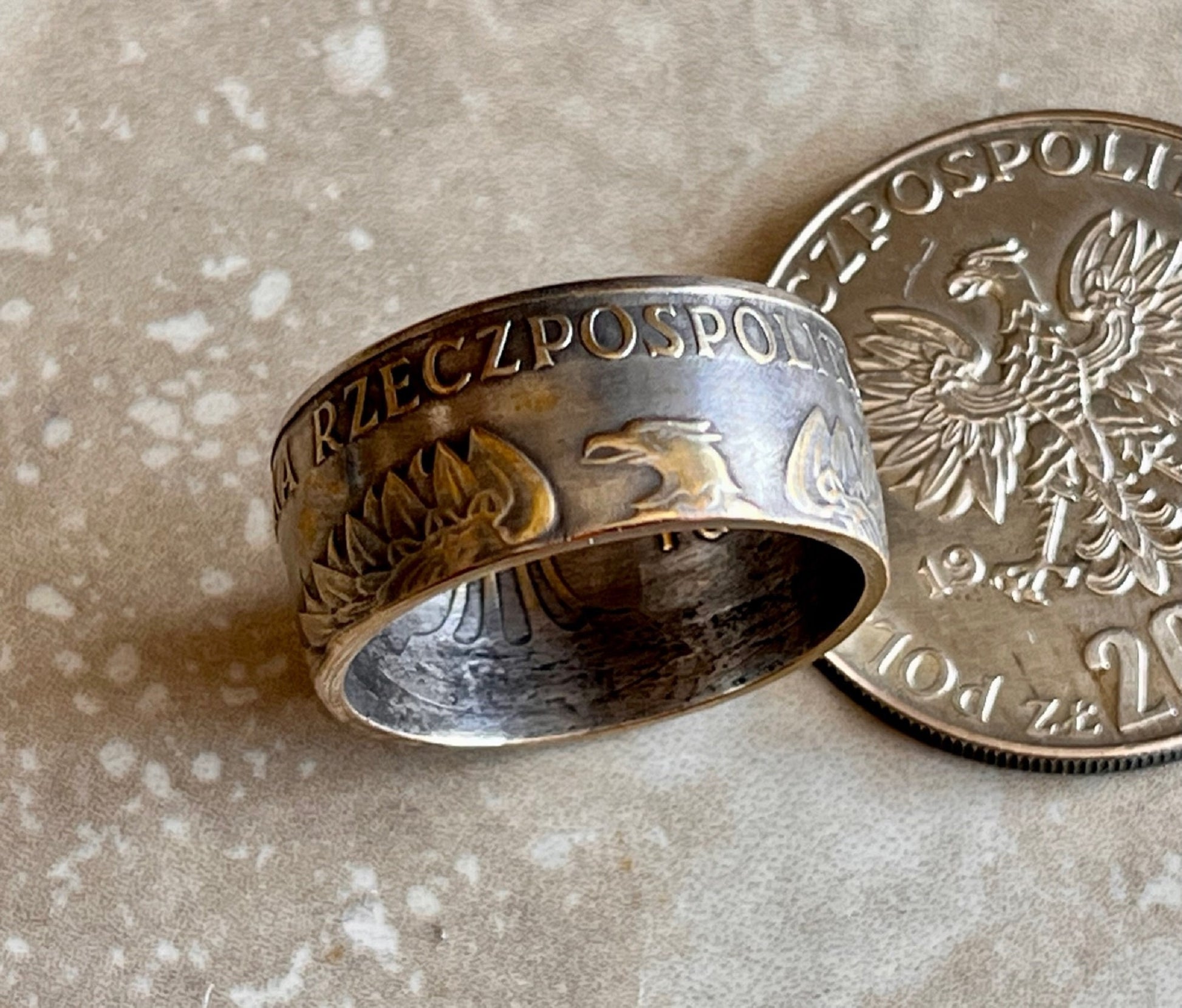 Poland Coin Ring Polish Eagle 200 ZT Vintage Ring Handmade Jewelry Gift Charm For Friend Coin Ring Gift For Him Her World Coins Collector