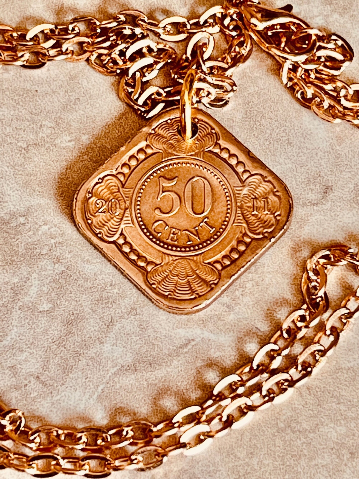Netherland Coin Pendant Antilles 50 Cents Gulden Necklace Jewelry Gift For Friend Coin Charm Gift For Him, Her, World Coins Collector