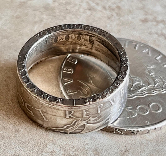 Italy Coin Ring L500 Lire Italian Vintage Ring Handmade Personal Custom Ring Gift For Friend Coin Ring Gift For Him Her World Coin Collector