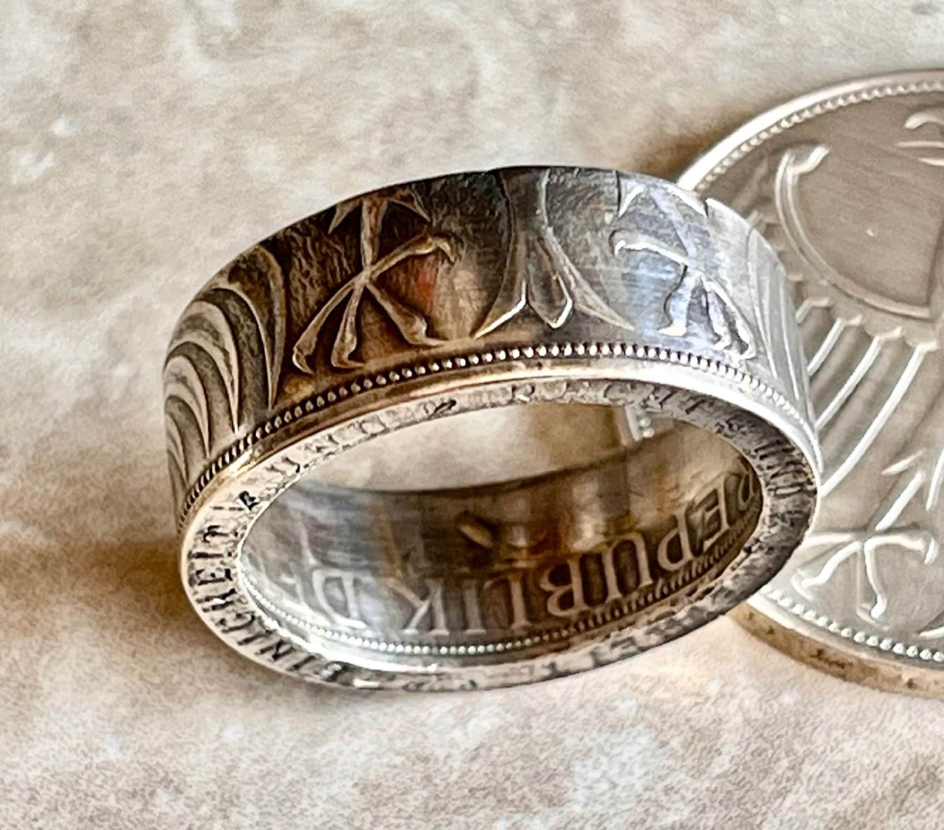 Germany Coin Ring Silver Eagle 5 German Mark Handmade Personal Custom Ring Gift For Friend Coin Ring Gift For Him Her World Coin Collector