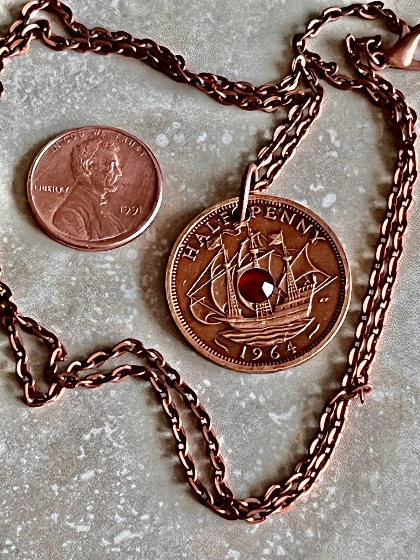 British Coin Pendant Half Penny UK England Necklace Custom Made Charm Gift For Friend Charm Gift For Him, Her, Coin Collector, World Coins