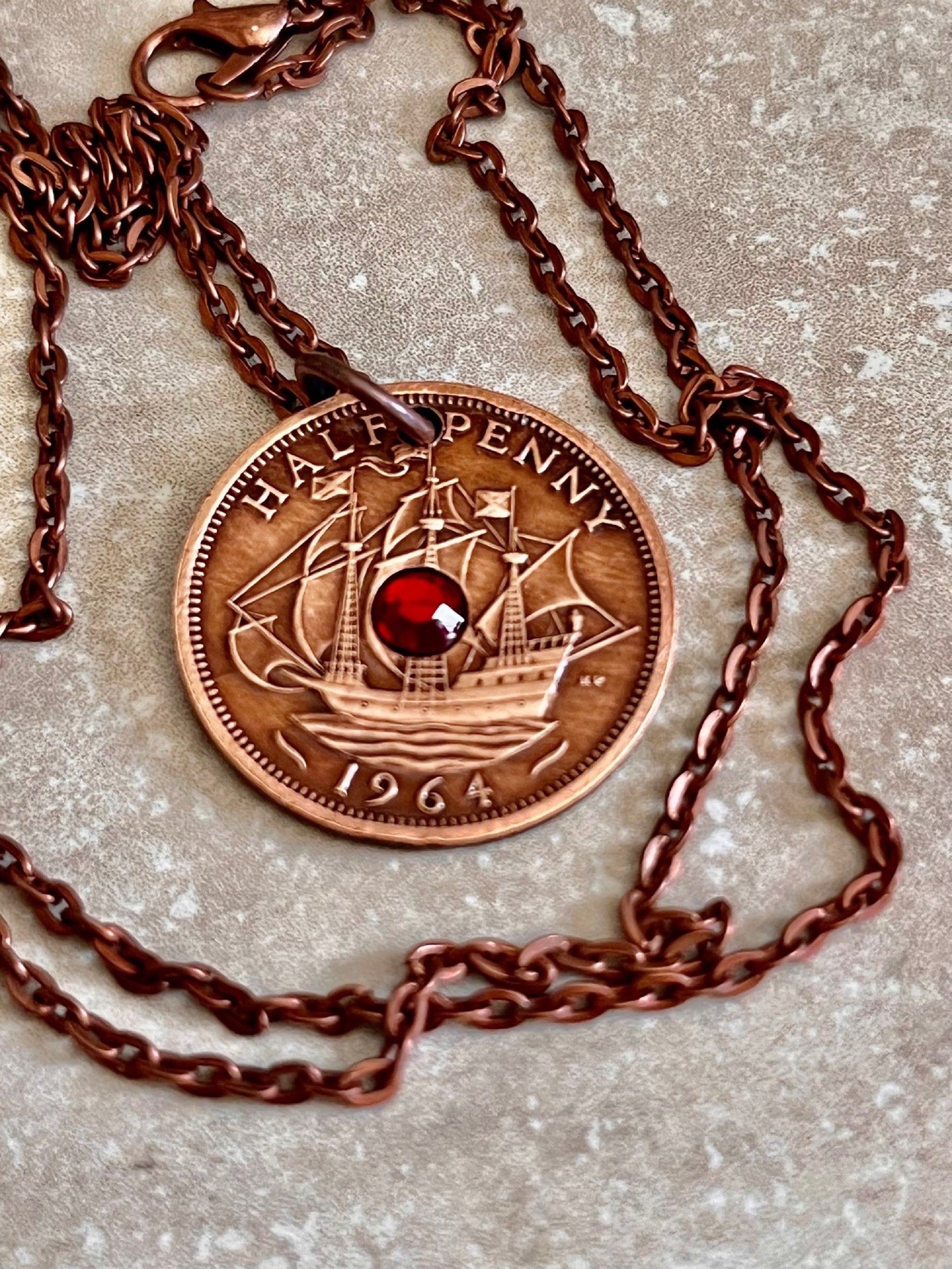 British Coin Pendant Half Penny UK England Necklace Custom Made Charm Gift For Friend Charm Gift For Him, Her, Coin Collector, World Coins