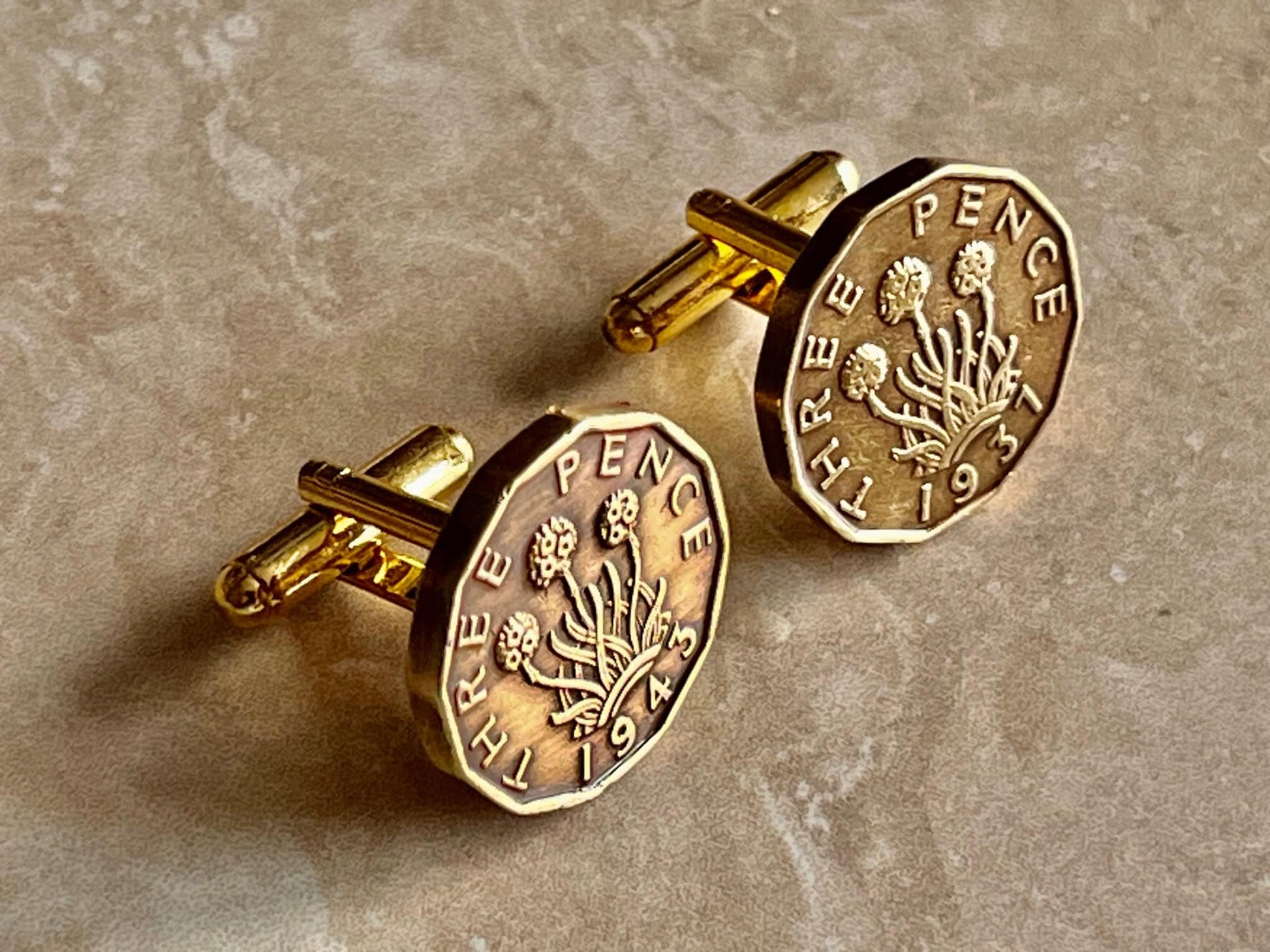 British Coin Cuff Links Briton UK Three 3 Pence Cufflinks, Charm Gift For Friend Coin Charm Gift For Him, Coin Collector, World Coins