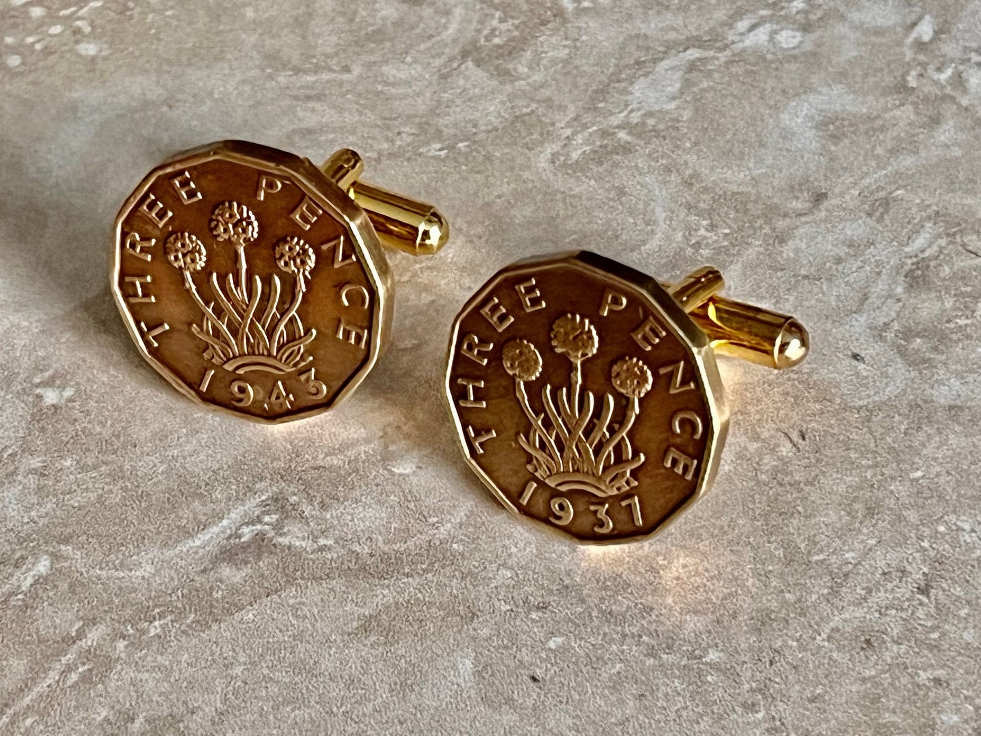 British Coin Cuff Links Briton UK Three 3 Pence Cufflinks, Charm Gift For Friend Coin Charm Gift For Him, Coin Collector, World Coins