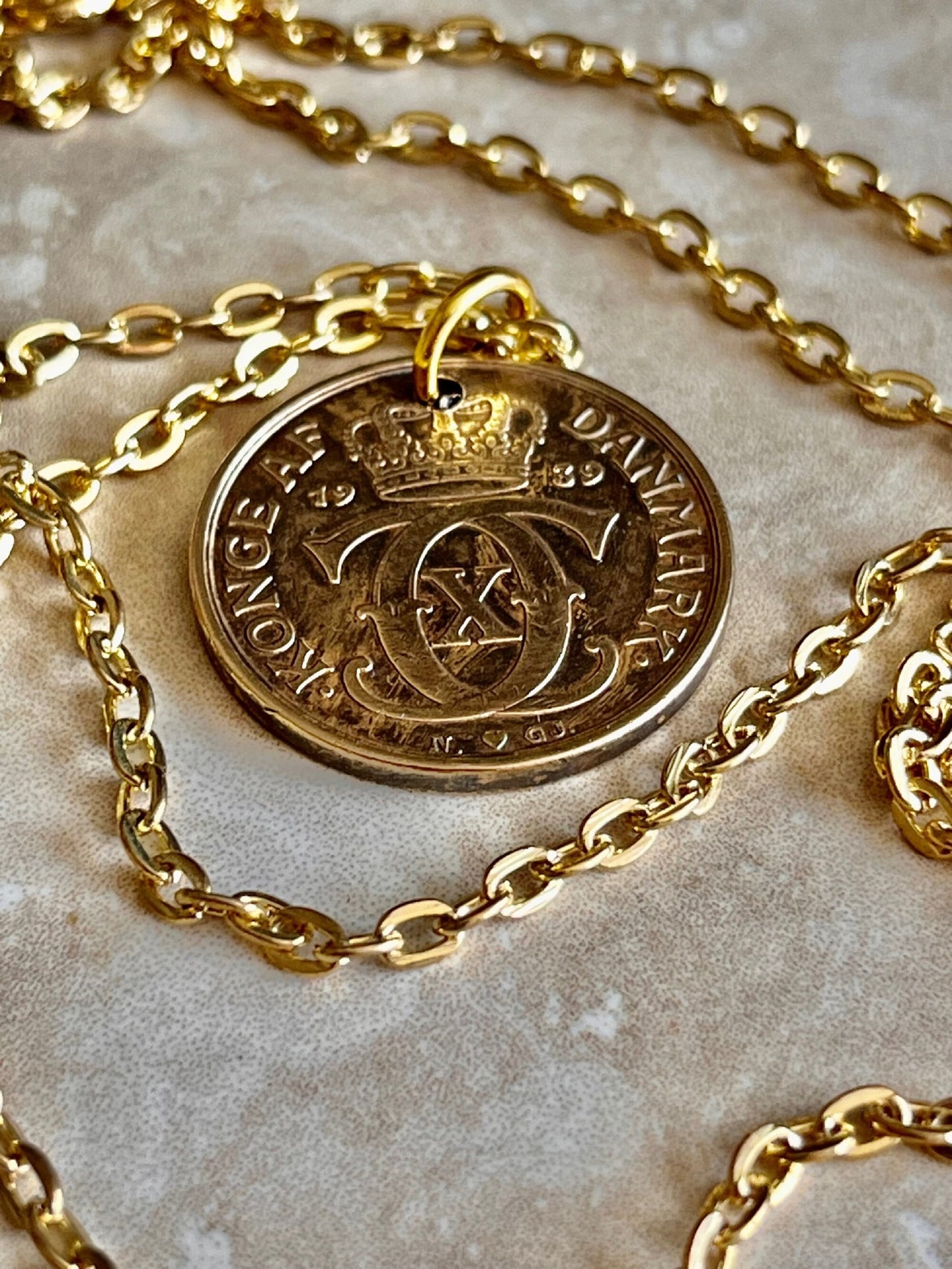 Denmark Coin Pendant 1 Krone Danish Personal Necklace Old Vintage Handmade Jewelry Gift Friend Charm For Him Her World Coin Collector