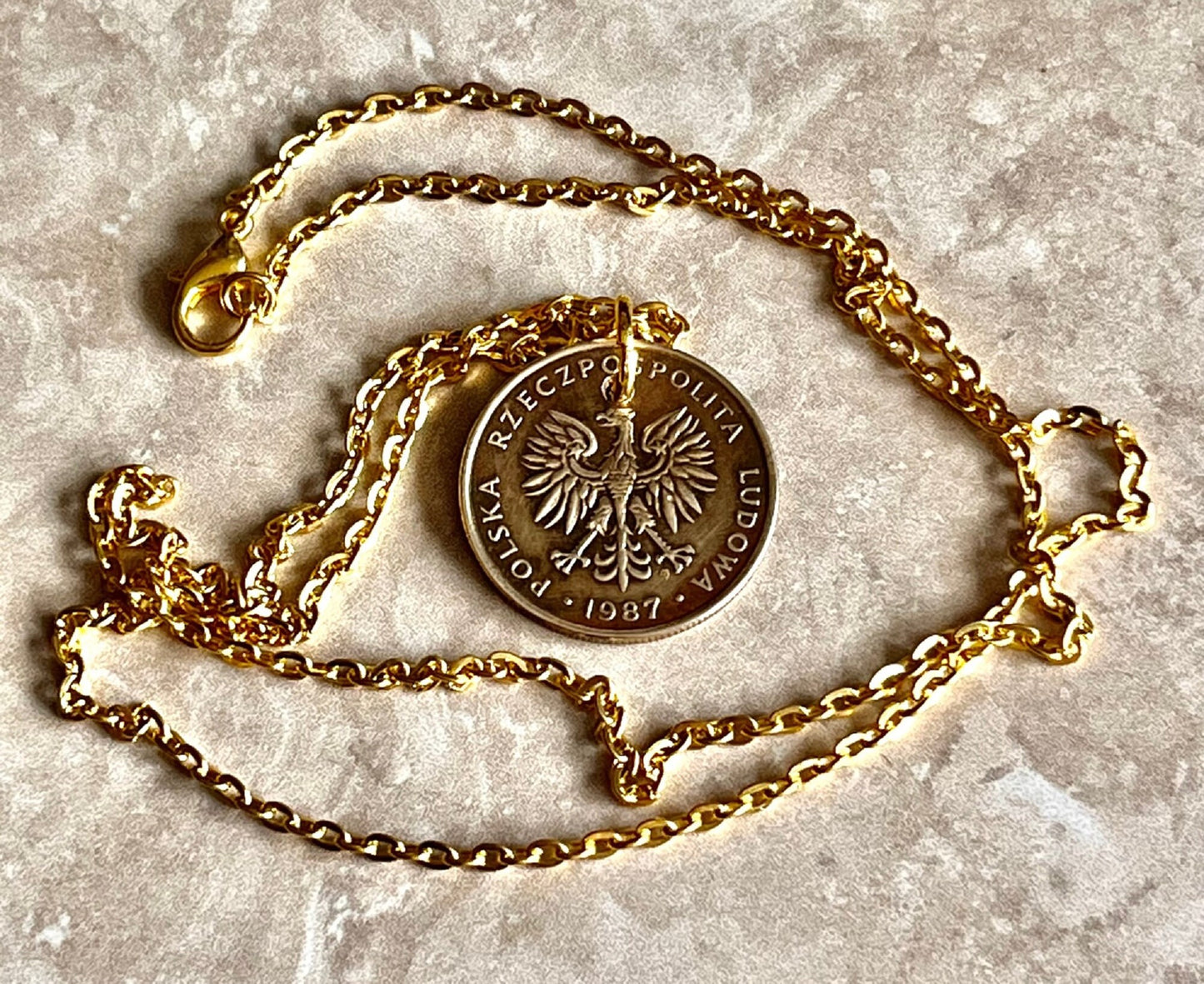 Poland Pendant Coin 5 ZT Polish Coin Necklace Jewelry Custom Charm Gift For Friend Coin Charm Gift For Him, Her, World Coins Collector
