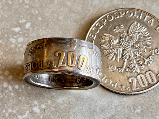 Poland Coin Ring Polish Eagle 200 ZT Vintage Ring Handmade Jewelry Gift Charm For Friend Coin Ring Gift For Him Her World Coins Collector
