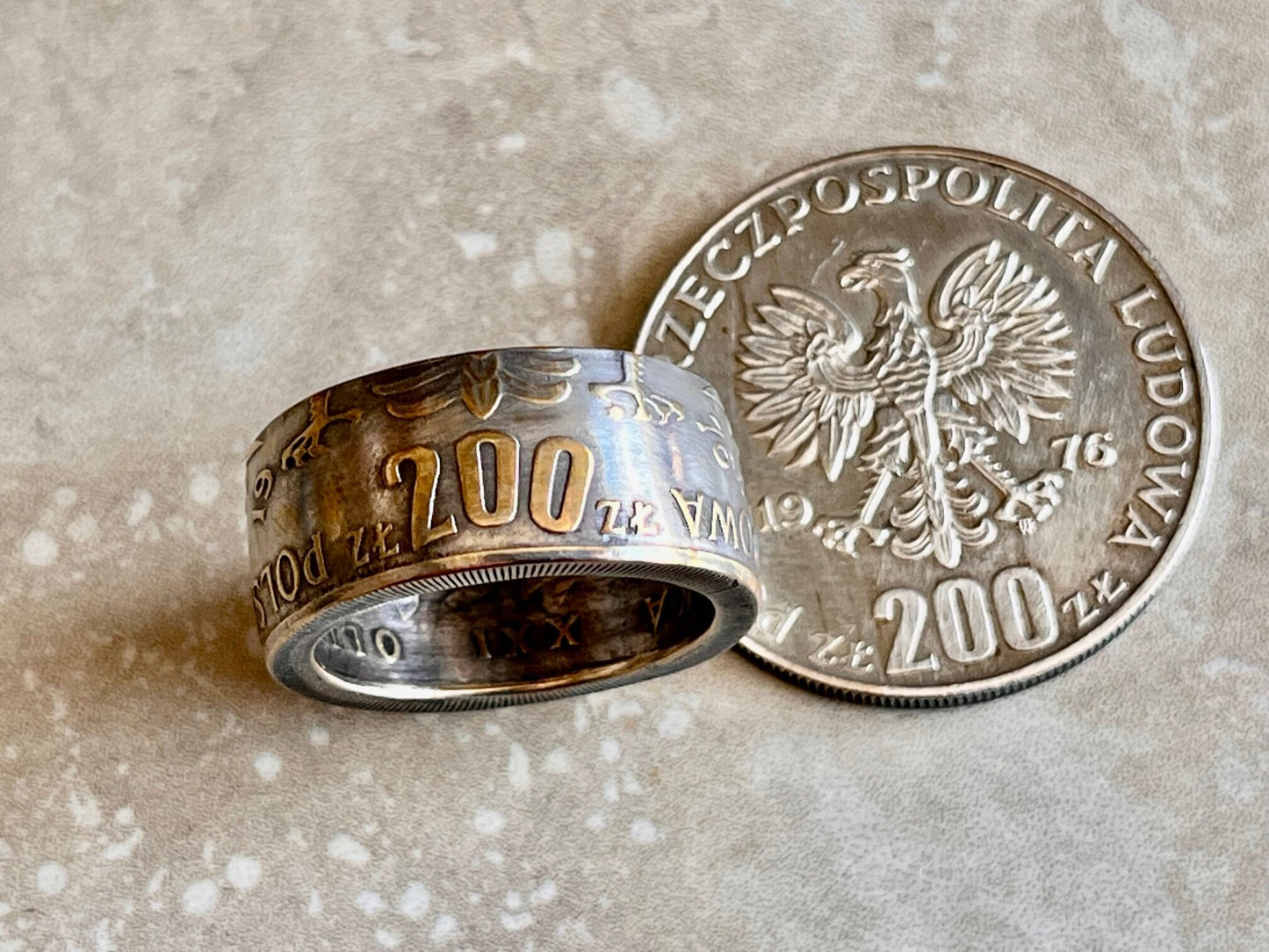 Poland Coin Ring Polish Eagle 200 ZT Vintage Ring Handmade Jewelry Gift Charm For Friend Coin Ring Gift For Him Her World Coins Collector