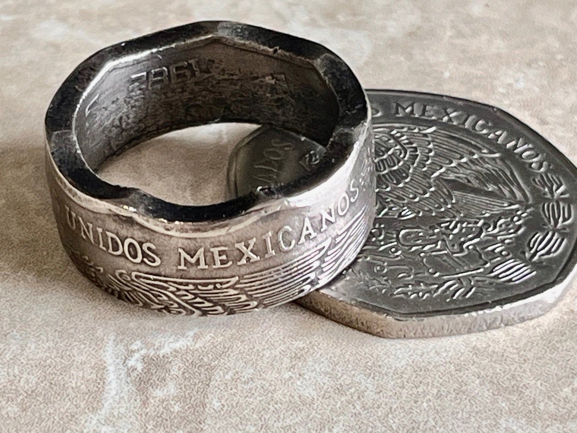 Mexico Ring 10 Peso Mexican Coin Ring Handmade Personal Jewelry Ring Gift For Friend Coin Ring Gift For Him Her World Coin Collector